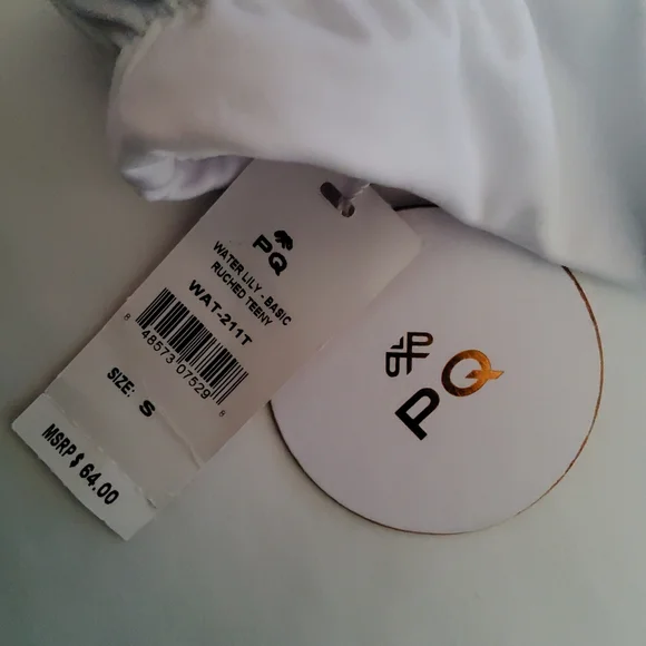 PQ Swim Set Saw Jasmine Underwire Top & Water Lily Basic Ruched Teeny Bottom S - Picture 6 of 9